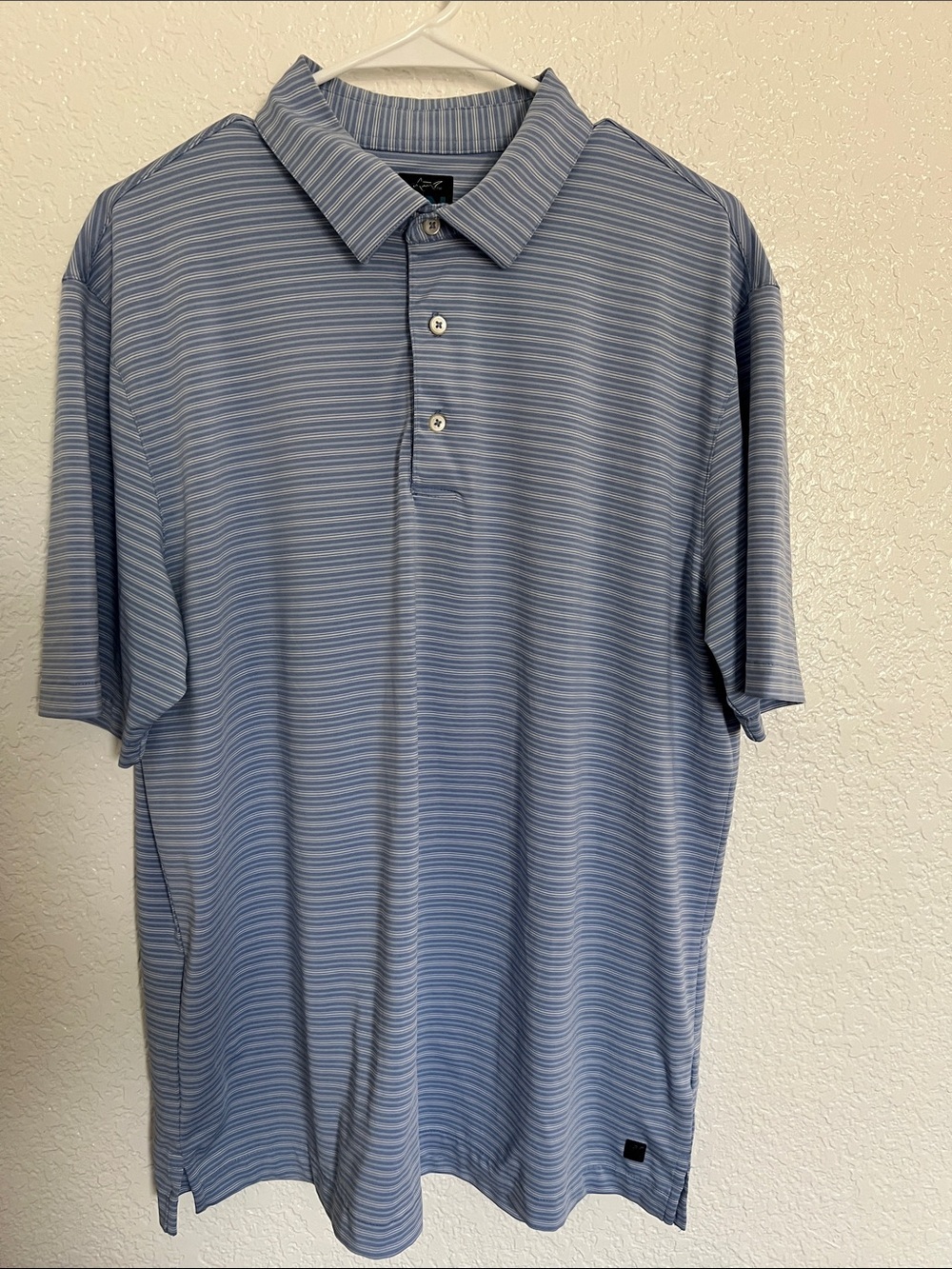 Greg Norman Collection Blue Striped Performance Polo